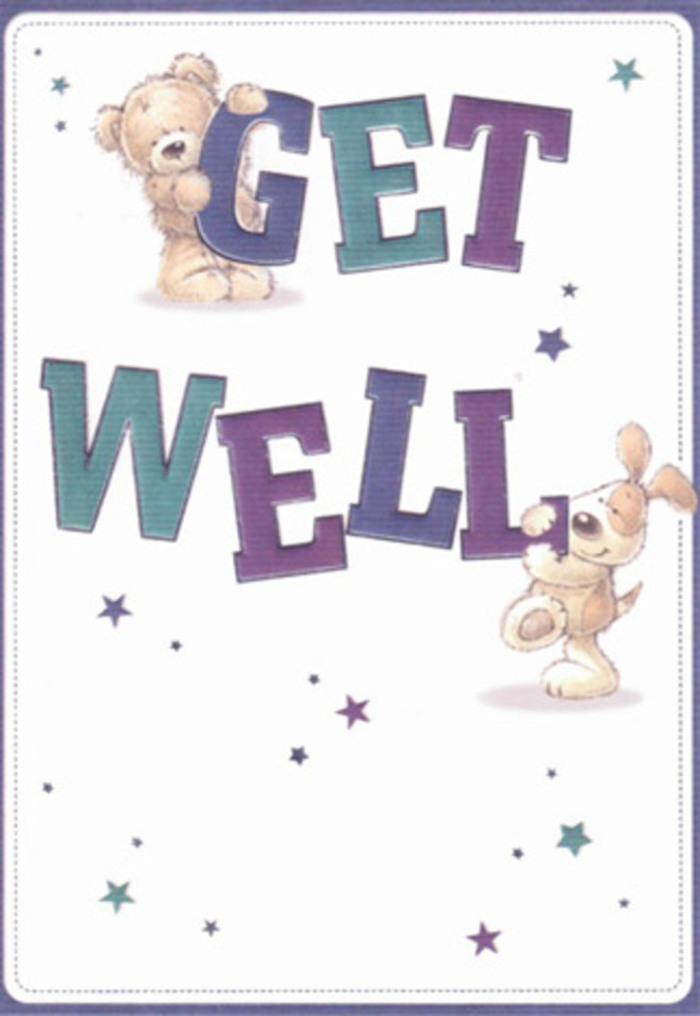 Evoking the leafy avenues and close-knit spirit of Redbridge, this illustrated get well card offers a celebration of gentle encouragement through friendly, familiar imagery. The playful tableau positions a plush teddy and an eager puppy among bursts of starlight-each expressive face reflecting the heartfelt well wishes carried daily across the borough. Oversized letters, shaded in deep amethyst and tranquil aqua, ground the scene with a sense of steady reassurance, while textured rendering on the bear's fur and puppy's floppy ears creates a nearly tangible sense of comfort. The background's crisp white expanse invokes both the clarity and freshness of a new day, and the nurturing touch found in a locally crafted bouquet from Florist Redbridge. Stars, in shades of blue and violet, dance through the scene, as if delivering hope with every twinkle-a visual echo of shared moments in South Woodford's peaceful gardens. Perfect for pairing with a hand-delivered arrangement, this card radiates optimism and care, serving as an emblem of both innocence and heartfelt support on the path to recovery.