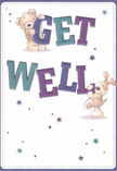 Brimming with the vibrant energy of Redbridge, this joyful get well card illustration is infused with playful warmth and neighborly compassion. Two irresistibly cute companions-a teddy bear with soft, inviting fur and a puppy defined by floppy, velvety ears-appear to animate the bold, colourful 'Get Well' message that seems to leap from the card's creamy white surface. Indigo and teal type provides a lively contrast, lending the design an uplifting spirit reminiscent of early mornings in Ilford's bustling markets. Scattered across the scene, whimsical stars in blue, purple, and aqua shimmer like tokens of hope, gently guiding the recipient's thoughts toward brighter days. The overall composition-thoughtfully balanced and tactile-feels as though it was crafted with the same attentive care Florist Redbridge puts into their arrangements. It is an ideal token of encouragement for someone in recovery: a comforting visual embrace, sparkling with community-driven optimism and gentle reassurance.
